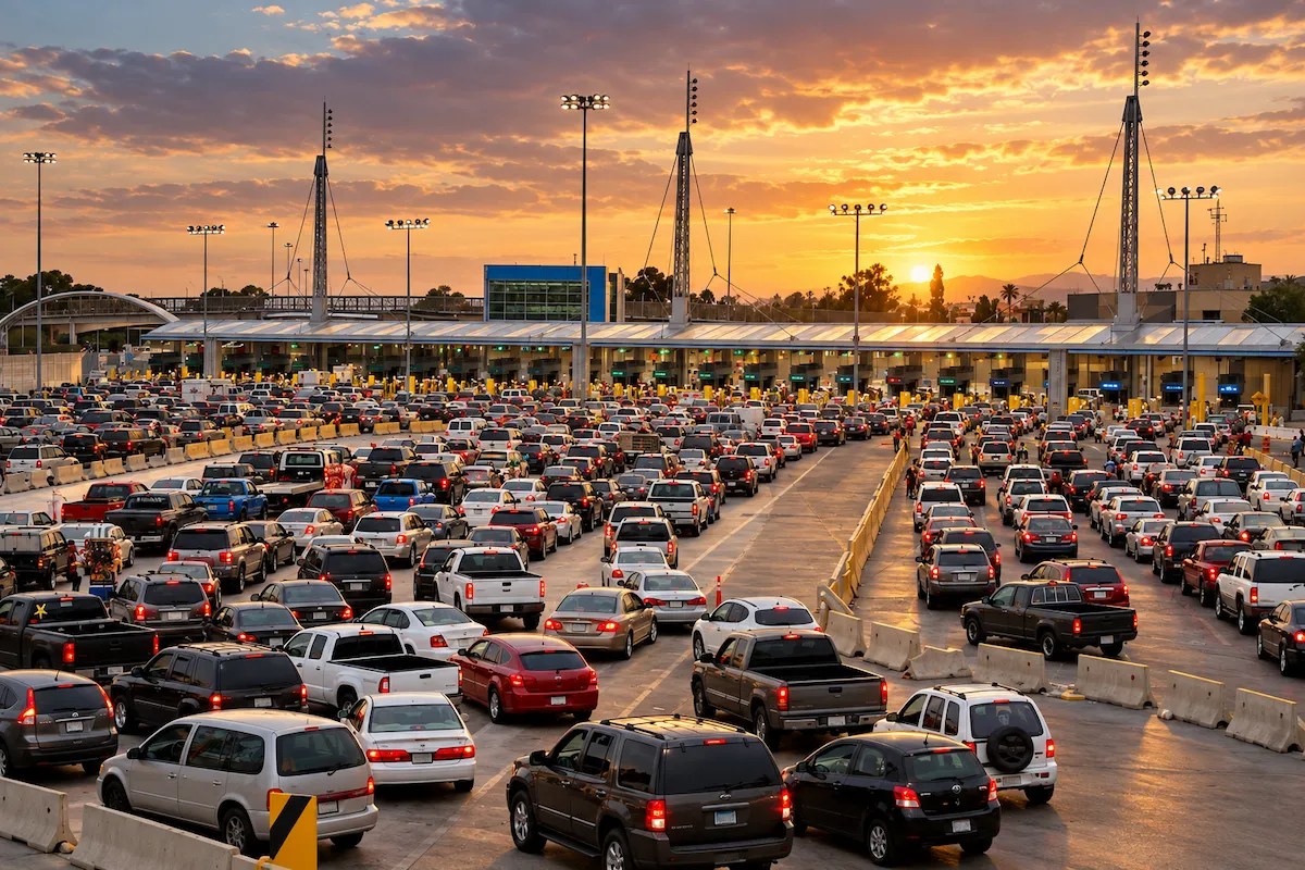 Fila vehicular en el cruce fronterizo de Otay Mesa
